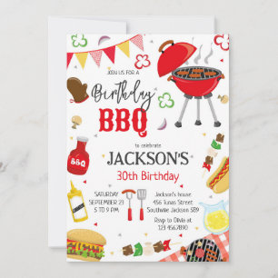 BBQ Barbeque Grill Backyard Birthday Party Invitation