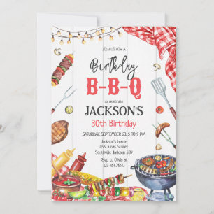 BBQ Barbeque Grill Backyard Birthday Party Invitation