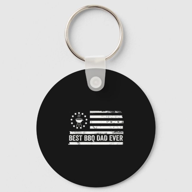 Bbq barbeque grilling american flag patriotic key ring (Front)