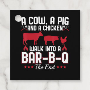 BBQ BBQ Dad Joke A Cow A Pig And A Chicken Favour Tags
