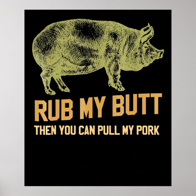 BBQ | BBQ Grill Pig Funny Pork Id Smoke That Roast Poster (Front)