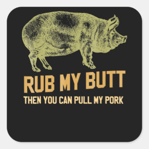 BBQ   BBQ Grill Pig Funny Pork Id Smoke That Roast Square Sticker