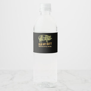 BBQ BBQ Grill Pig Funny Pork Id Smoke That Roast Water Bottle Label