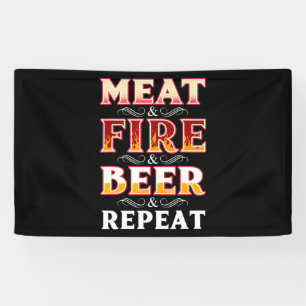 BBQ BBQ Grill Smoking Meat Fire Beer Repeat Banner