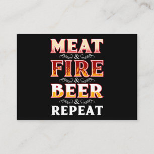 BBQ   BBQ Grill Smoking Meat Fire Beer Repeat Business Card