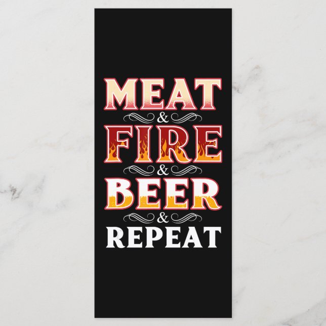 BBQ | BBQ Grill Smoking Meat Fire Beer Repeat Menu (Front)