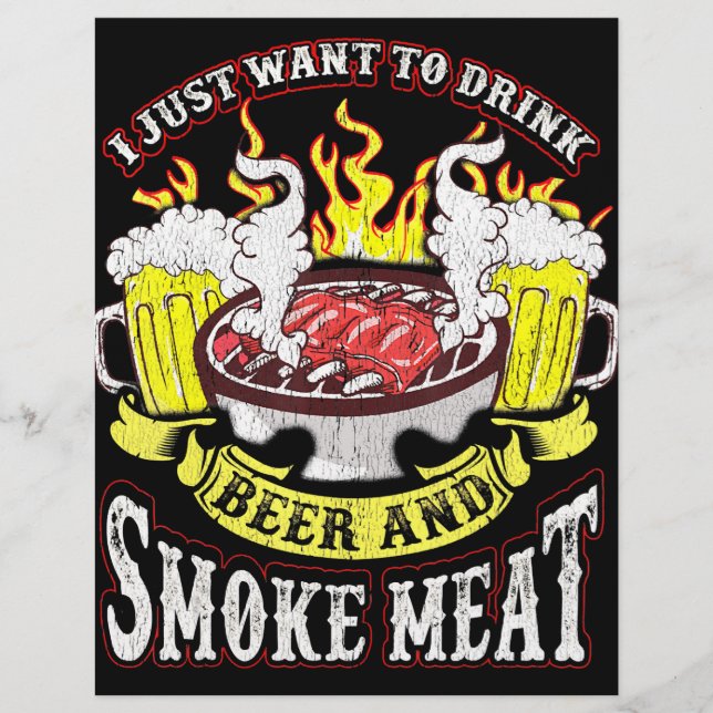 BBQ | BBQ Grilling Beer Smoke Meat Funny Quotes Flyer (Front)