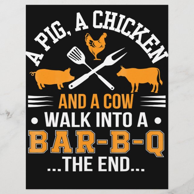 BBQ | BBQ Lover Pig Chicken Cow Walk Into bar BBQ Flyer (Front)