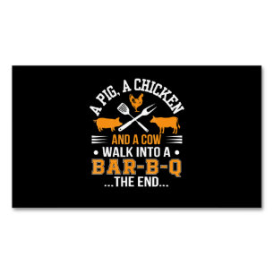 BBQ BBQ Lover Pig Chicken Cow Walk Into bar BBQ Magnetic Business Card