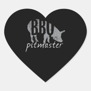 BBQ BBQ Pitmaster Pig Grilling Grill Fars Day Heart Sticker