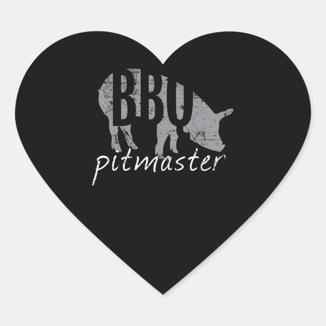 BBQ | BBQ Pitmaster Pig Grilling Grill Fars Day Heart Sticker (Front)