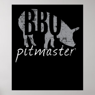 BBQ BBQ Pitmaster Pig Grilling Grill Fars Day Poster