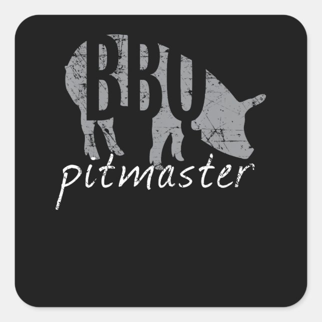 BBQ | BBQ Pitmaster Pig Grilling Grill Fars Day Square Sticker (Front)
