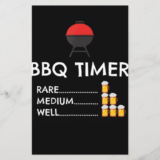 BBQ |BBQ Timer Barbecue Funny Grill Grilling Gift Stationery (Front)