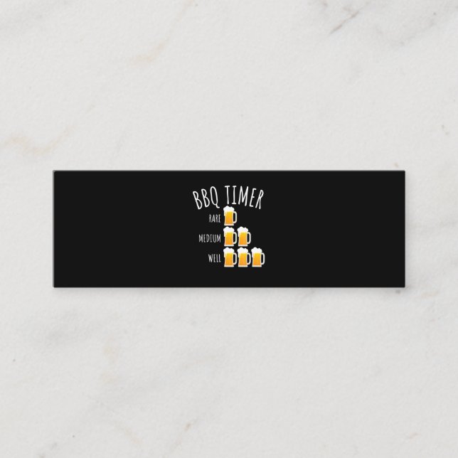 BBQ | BBQ Timer Beer Drinking Funny Grilling Mini Business Card (Front)