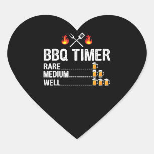 BBQ BBQ Timer Drinking Grilling Grill Beer Heart Sticker