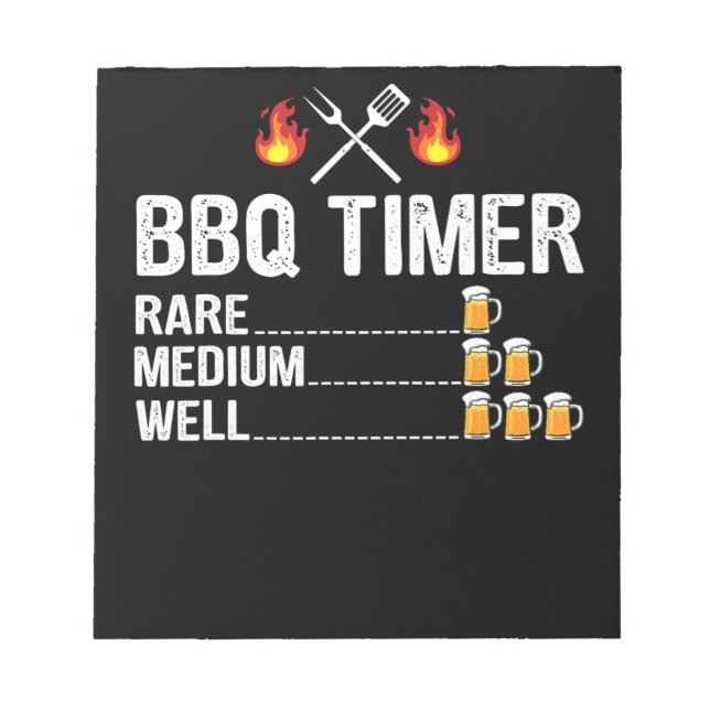 BBQ | BBQ Timer Drinking Grilling Grill Beer Notepad (Front)