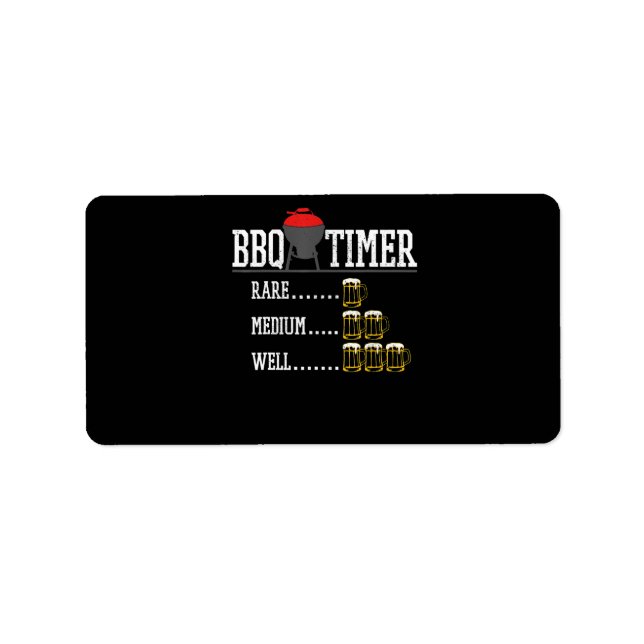 BBQ | BBQ Timer Funny Beer Steak Grilling Grill Label (Front)