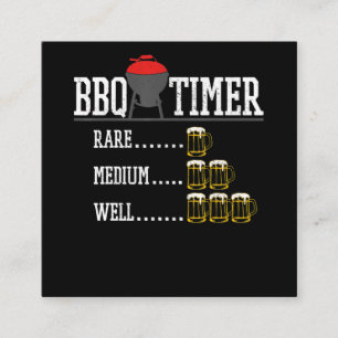 BBQ BBQ Timer Funny Beer Steak Grilling Grill Square Business Card