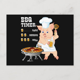 BBQ BBQ Timer Pig Grill Barbecue Beer Lover Men Holiday Postcard