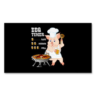 BBQ   BBQ Timer Pig Grill Barbecue Beer Lover Men Magnetic Business Card