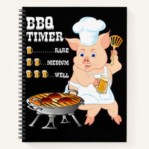 BBQ BBQ Timer Pig Grill Barbecue Beer Lover Men Notebook