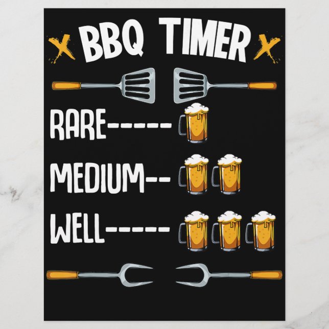 BBQ | BBQ Timer Rare Medium Well Beer Drinker Flyer (Front)