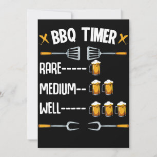 BBQ BBQ Timer Rare Medium Well Beer Drinker Holiday Card
