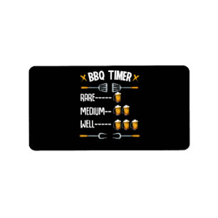 BBQ BBQ Timer Rare Medium Well Beer Drinker Label