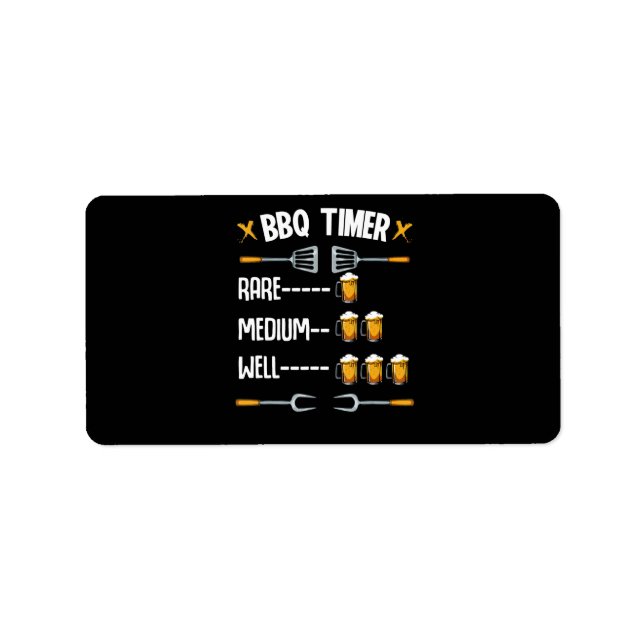 BBQ | BBQ Timer Rare Medium Well Beer Drinker Label (Front)