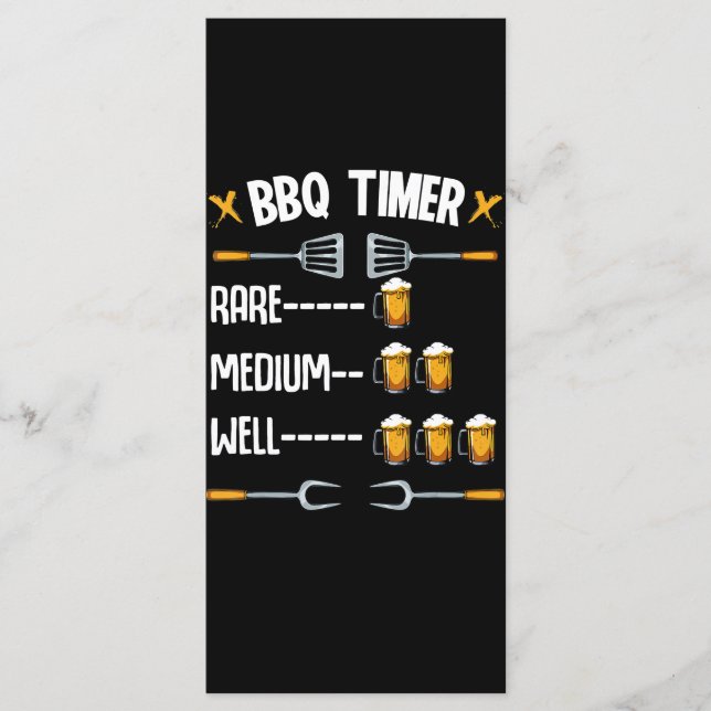 BBQ | BBQ Timer Rare Medium Well Beer Drinker Menu (Front)