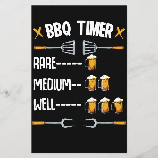 BBQ | BBQ Timer Rare Medium Well Beer Drinker Stationery (Front)