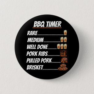 Bbq Bbq Timer Rare Medium Well Done Pork Ribs Pull 6 Cm Round Badge