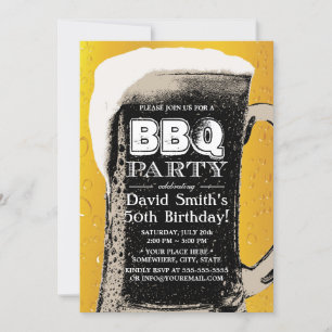 BBQ Beer 50th Birthday Party Invitation