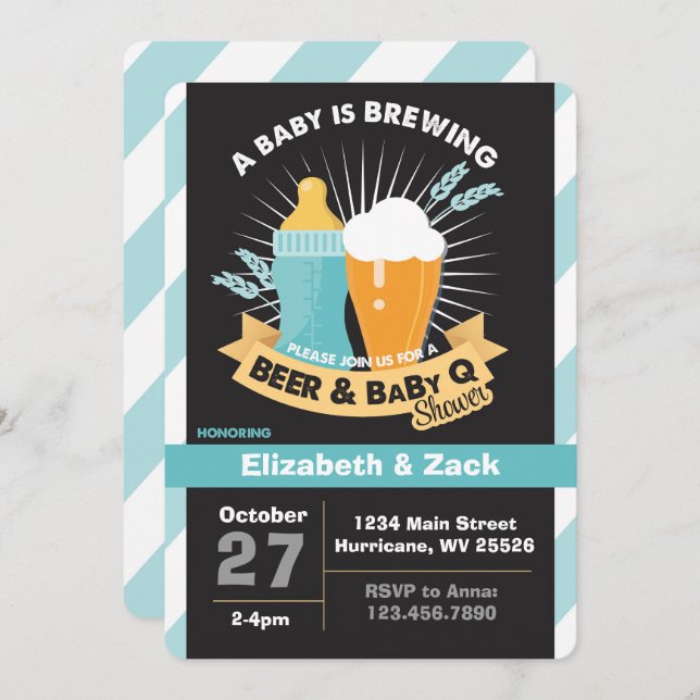BBQ beer Baby Shower Invitation (Front/Back)