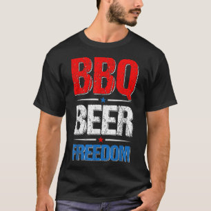BBQ Beer Freedom Merica America Flag 4th of July P T-Shirt
