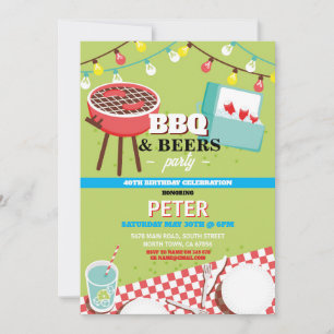 BBQ Beers Birthday Party Garden Yard  Invitation