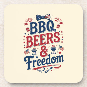 BBQ, Beers & Freedom – Retro 4th of July Vibes Coaster