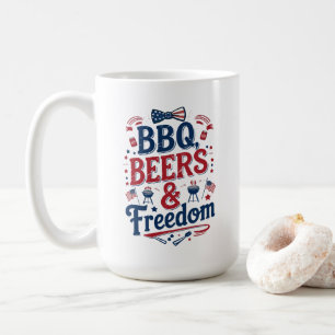 BBQ, Beers & Freedom – Retro 4th of July Vibes Coffee Mug