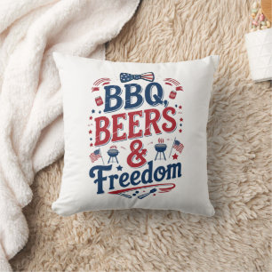 BBQ, Beers & Freedom – Retro 4th of July Vibes Cushion