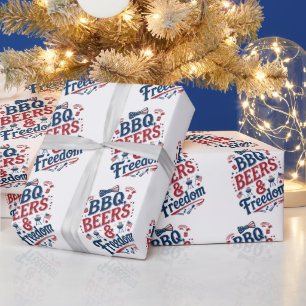 BBQ, Beers & Freedom – Retro 4th of July Vibes Wrapping Paper