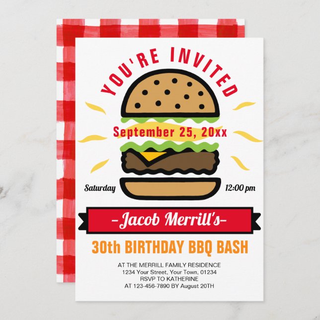 BBQ Birthday Bash Any Age Invitation (Front/Back)