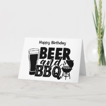 BBQ Birthday Card - Beer and BBQ - Customizable