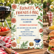 BBQ Birthday Floral Summer Garden Tomatoes Party