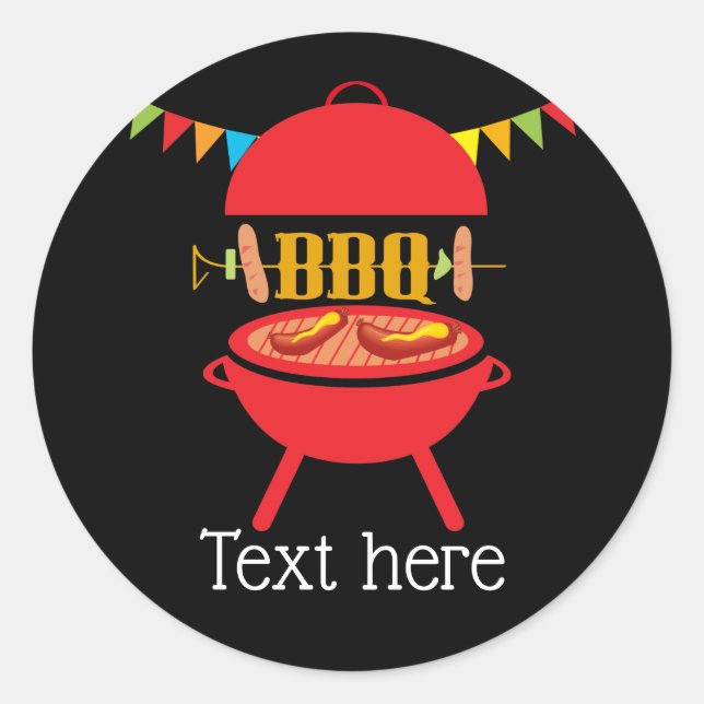 bbq birthday party, barbecue, bbq grill, classic round sticker (Front)