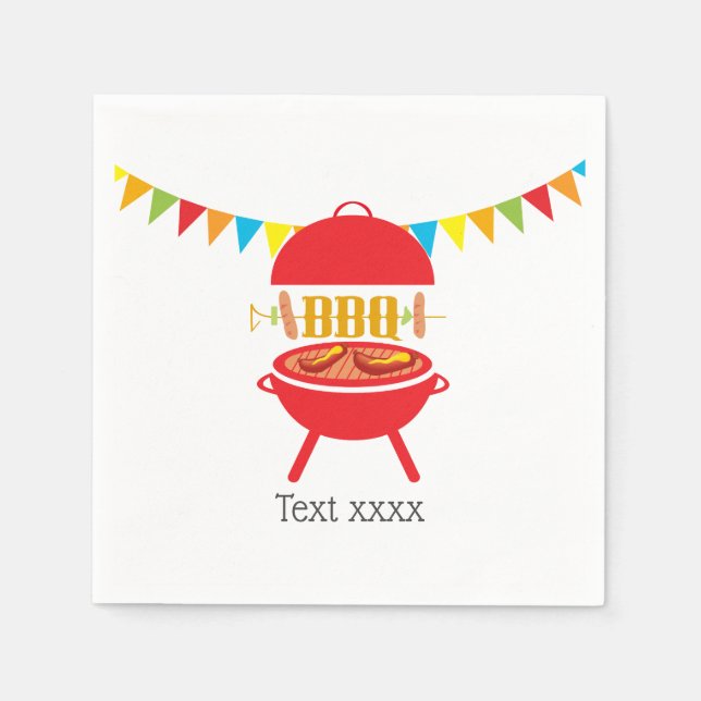bbq birthday party, barbecue, bbq grill, napkin (Front)