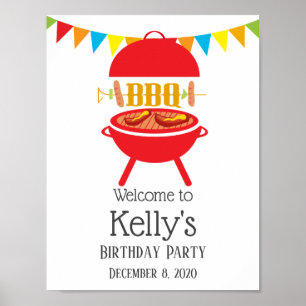 bbq birthday party, barbecue, bbq grill, welcome poster