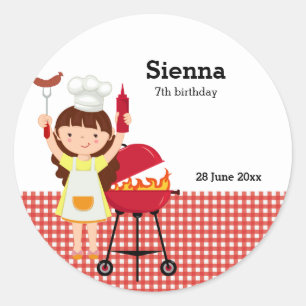BBQ birthday party Classic Round Sticker