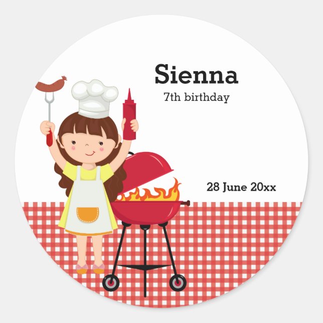 BBQ birthday party Classic Round Sticker (Front)