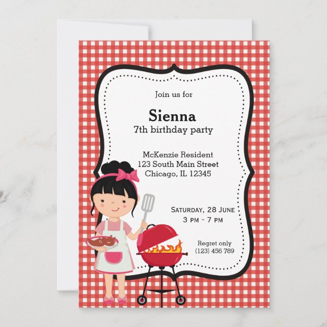 BBQ birthday party (red) Invitation (Front)